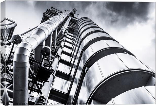 From below, The Lloyds of London Building in the City of London Canvas Print by johnseanphotography 