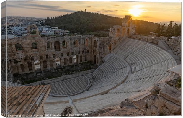 Sunset at The Odeon of Herodes Atticus Canvas Print by Chris Haynes