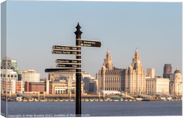 Wallasey Signpost Canvas Print by Philip Brookes