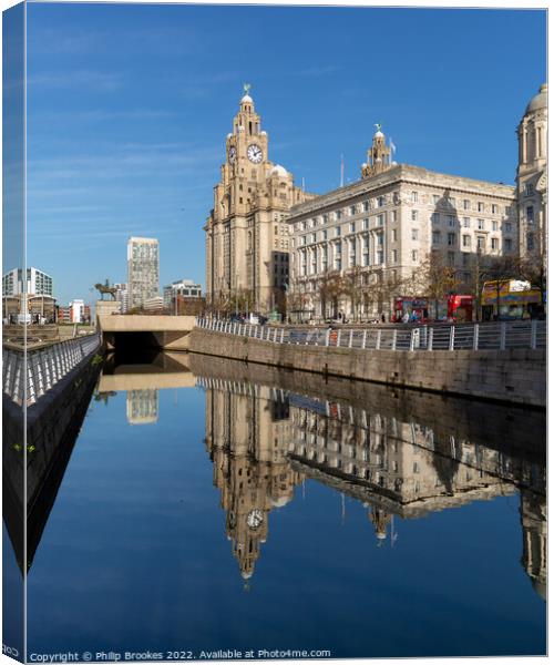 Liverpool Waterfront Reflections Canvas Print by Philip Brookes