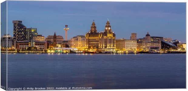 Liverpool Waterfront at Night Canvas Print by Philip Brookes