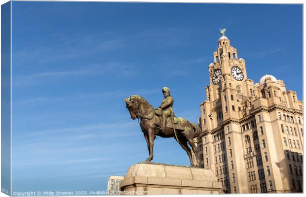 Liver Building and King Edward VII Monument Canvas Print by Philip Brookes
