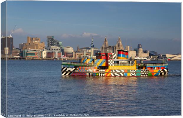 Snowdrop Ferry Crossing the River Mersey Canvas Print by Philip Brookes