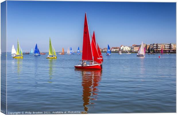 Sailing Boats on Marine Lake, West Kirby Canvas Print by Philip Brookes
