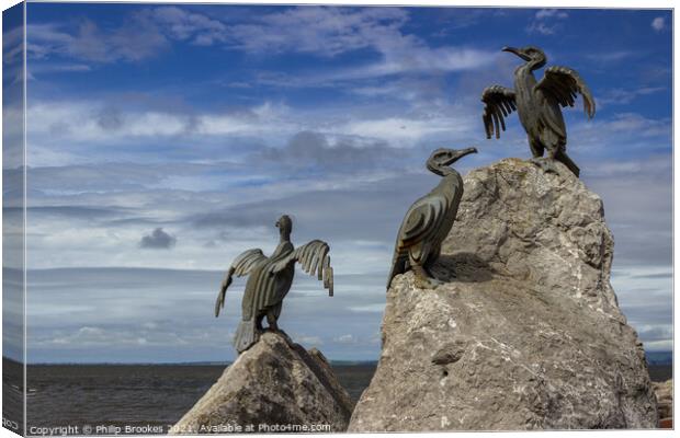 Cormorant sculptures, Morecambe Stone Jetty Canvas Print by Philip Brookes