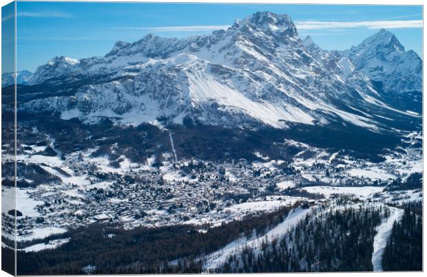 Snow Covered Skiing Resort of Cortina d Ampezzo in Italy Canvas Print by Dietmar Rauscher