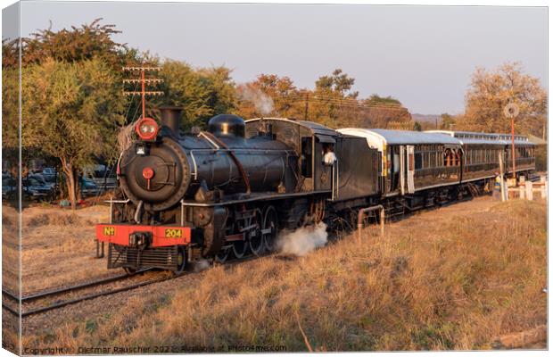 Steam Train at Victoria Falls, Zimbabwe Canvas Print by Dietmar Rauscher