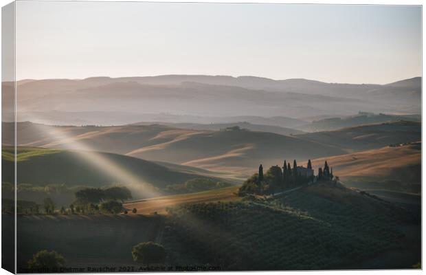 Podere Belvedere Villa in Val d'Orcia Region in Tuscany, Italy   Canvas Print by Dietmar Rauscher