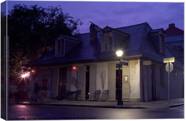 Lafitte's Blacksmith Shop in New Orleans, Louisiana in the evening Canvas Print by Dietmar Rauscher