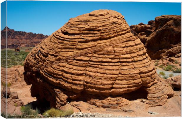 Beehive Rock in the Valley of Fire State Park Canvas Print by Dietmar Rauscher