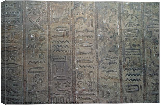 Egyptian Hieroglyph Wall Inscription Background Canvas Print by Dietmar Rauscher