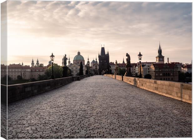 Charles Bridge in Prague in the Morning Canvas Print by Dietmar Rauscher