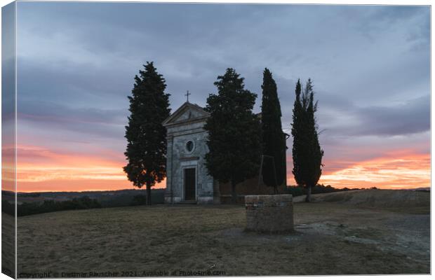 Chapel Capella della Madonna di Vitaleta in Val d' Orcia, Tuscan Canvas Print by Dietmar Rauscher