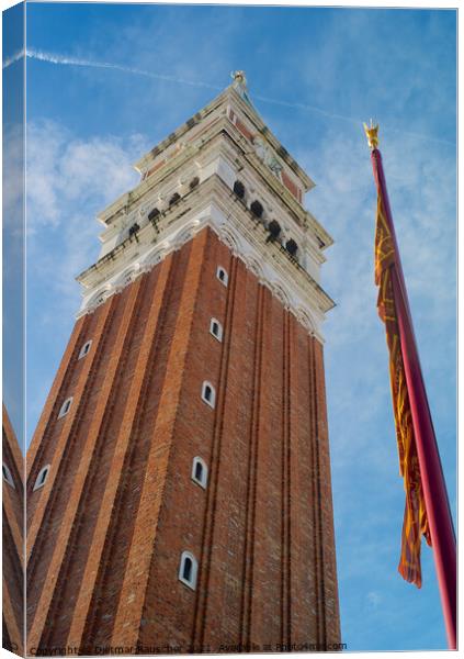 The Belltower of Saint Mark's and Venetian Flag Canvas Print by Dietmar Rauscher