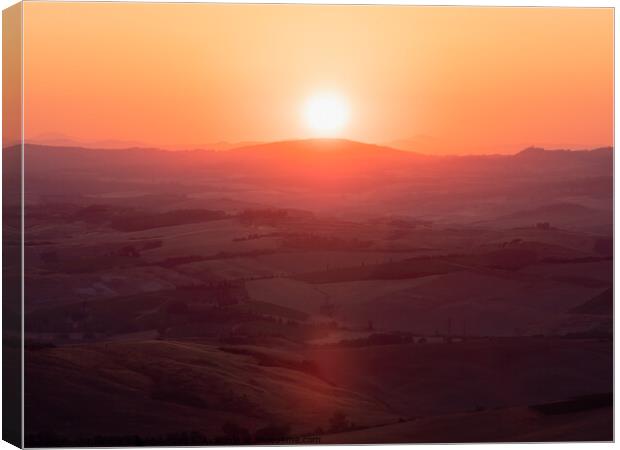 Sunrise in the Hills of Montalcino Canvas Print by Dietmar Rauscher