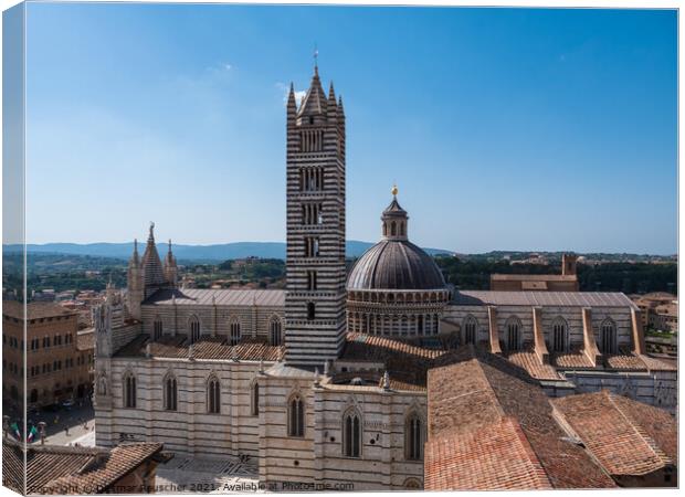 Siena Duomo Cathedral aerial view  Canvas Print by Dietmar Rauscher