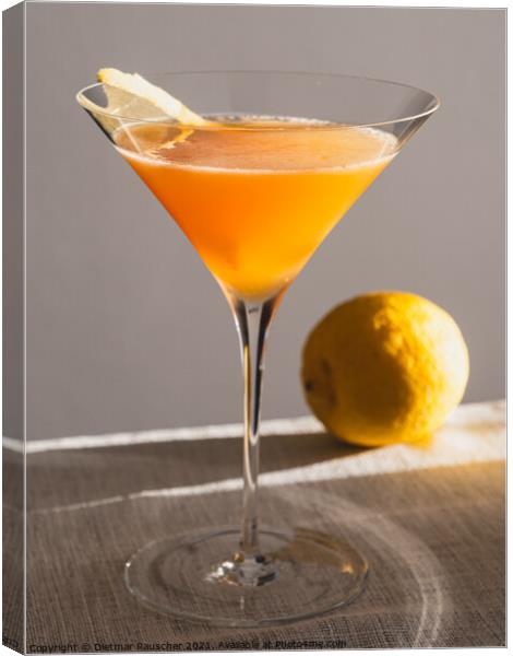 Sidecar  or Between the Sheets Cocktail with Lemon Canvas Print by Dietmar Rauscher
