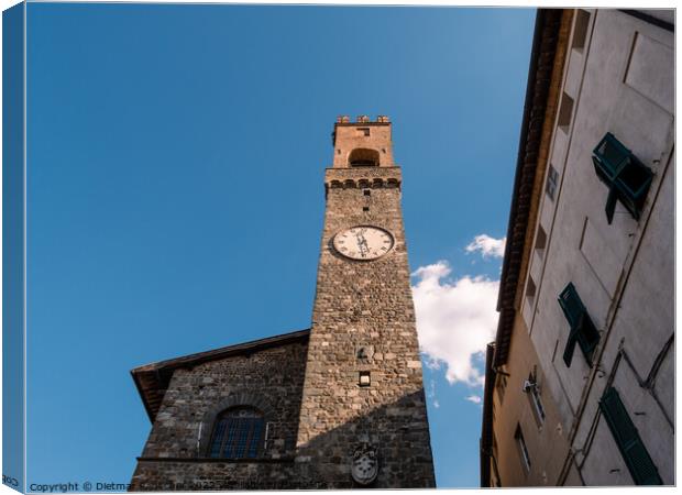 Palazzo dei Priori Montalcino Clock Tower Canvas Print by Dietmar Rauscher