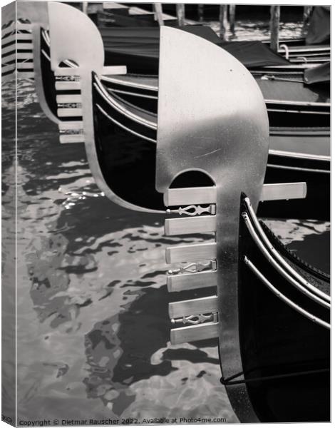 Ferro Metal Bow of a Venetian Gondola Canvas Print by Dietmar Rauscher