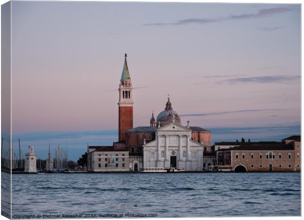 San Giorgio Maggiore Church and Tower in the Evening Canvas Print by Dietmar Rauscher