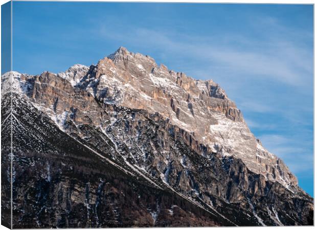 Punta Sorapiss Mountain Peak in Cortina d'Ampezzo, Italy Canvas Print by Dietmar Rauscher