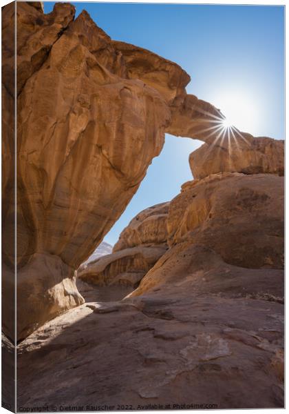 Um Frouth Rock Arch in Wadi Rum Canvas Print by Dietmar Rauscher
