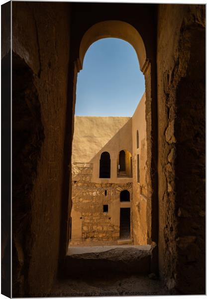 Qasr Kharana Desert Castle Interior Window Canvas Print by Dietmar Rauscher