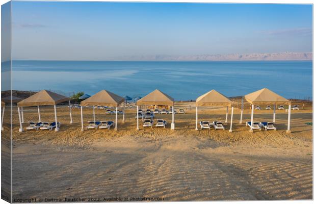 Beach on the Dead Sea in Jordan Canvas Print by Dietmar Rauscher