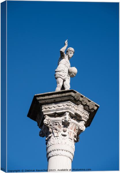 Column with Statue of Christ the Redeemer in Vicenza Canvas Print by Dietmar Rauscher