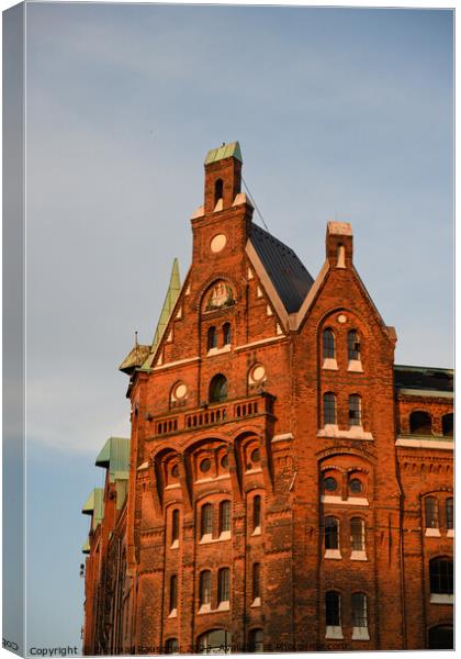 Warehouse in the Speicherstadt District of Hamburg Canvas Print by Dietmar Rauscher