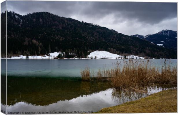 Lake Weissensee Winter Landscape in Carinthia Canvas Print by Dietmar Rauscher