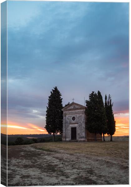 Chapel Capella della Madonna di Vitaleta in Val d' Orcia, Tuscan Canvas Print by Dietmar Rauscher