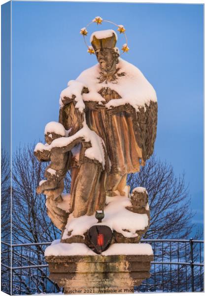 Statue of Saint John of Nepomuk or John Nepomucene in Sonntagberg Canvas Print by Dietmar Rauscher