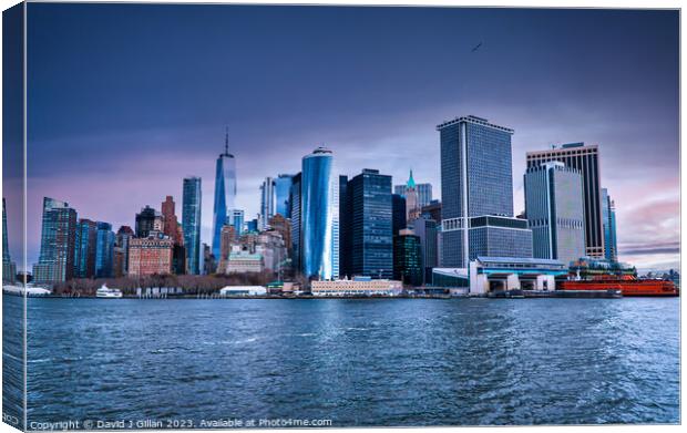 Downtown Manhattan Canvas Print by David J Gillan