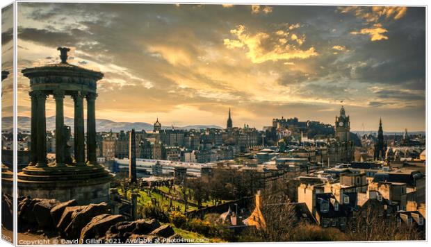 Edinburgh Skyline Canvas Print by David J Gillan