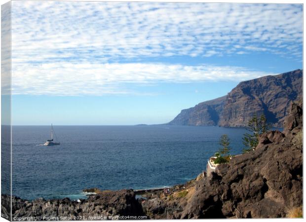 The cliffs at Los Gigantes. Tenerife, Spain Canvas Print by Paulina Sator