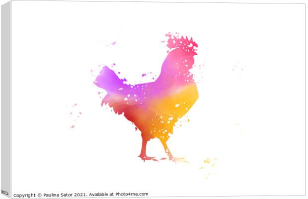 Colorful rooster. watercolor illustration Canvas Print by Paulina Sator