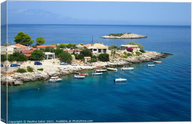 Mikro Nisi village, Zakynthos, Greece Canvas Print by Paulina Sator