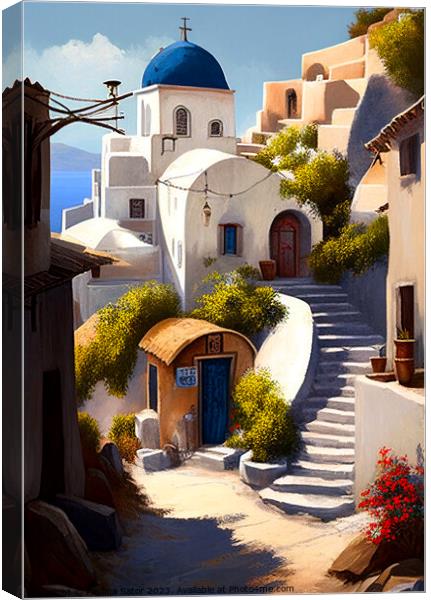 Lovely greek village Canvas Print by Paulina Sator