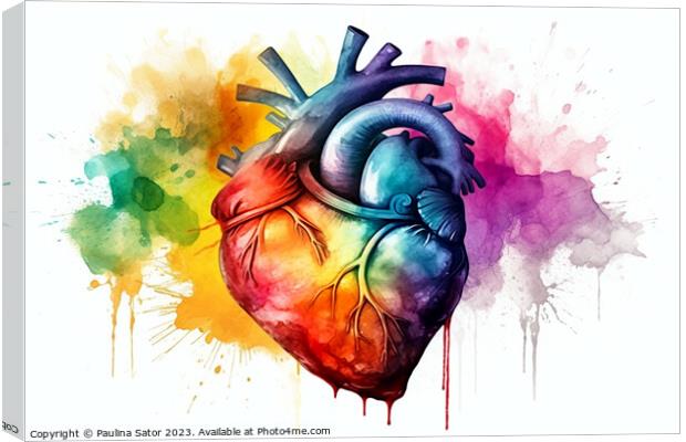 Rainbow heart Canvas Print by Paulina Sator