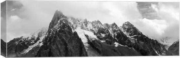 Aiguille Verte alps mountains Glacier Charmonix france Black and Canvas Print by Sonny Ryse