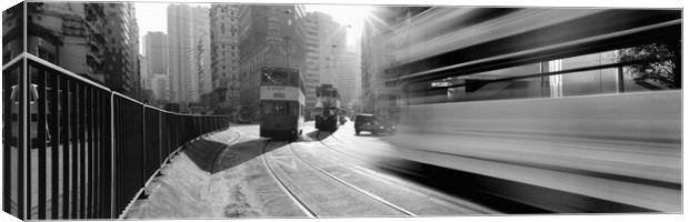 Hong Kong island trams black and white Canvas Print by Sonny Ryse