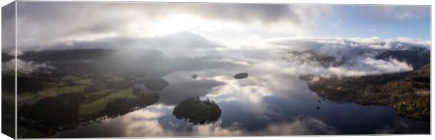 Misty Derwentwater Aerial Lake District Canvas Print by Sonny Ryse