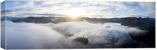 Misty derwenwater from above lake district Canvas Print by Sonny Ryse