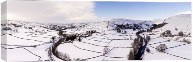 Muker Aerial in winter Swaledale Yorkshire dales 2 Canvas Print by Sonny Ryse