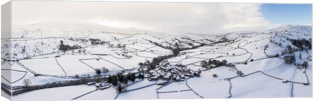 Muker Aerial in winter Swaledale Yorkshire dales Canvas Print by Sonny Ryse