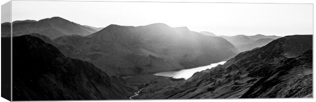 Buttermere Valley Lake District Black and White Canvas Print by Sonny Ryse