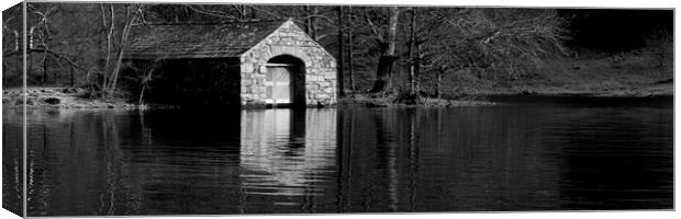Wastwater Boathouse Black and white Lake District Canvas Print by Sonny Ryse