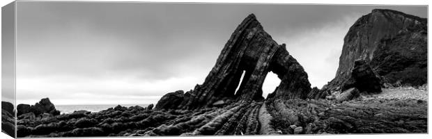 Blackchurch Rock in Devon Black and white Canvas Print by Sonny Ryse