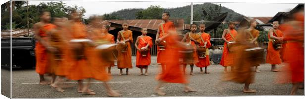 Luang Prabang Young Buddhist Monks Laos 3 Canvas Print by Sonny Ryse